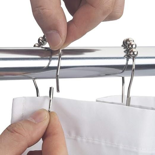 Anti-Rust Metal Double Glide Curtain Hooks for Bathroom Shower Rods Set of 12